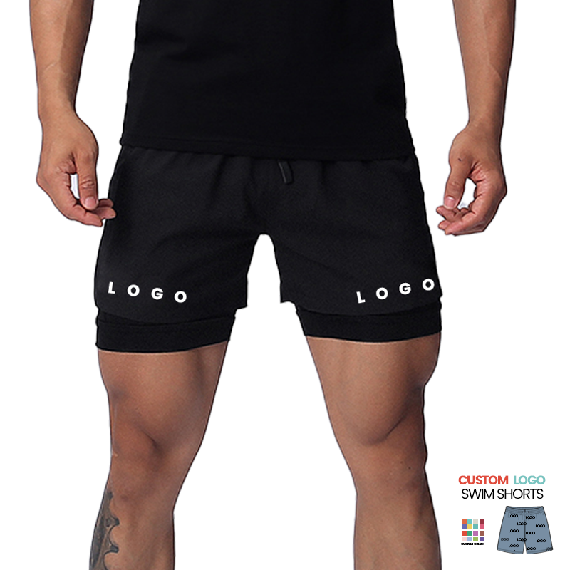 Casual Active Elastic Waist Sports Beach Short Workout Drawstring Swim Shorts For Men