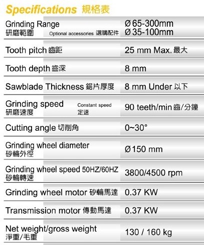 cutting saw grinding machine