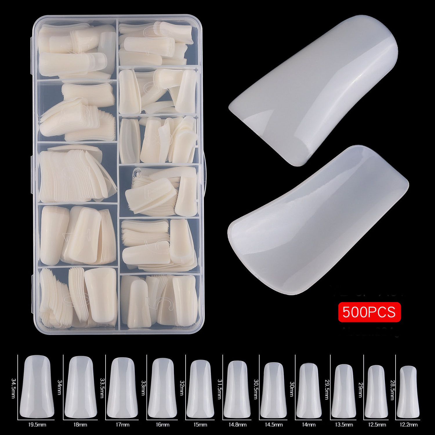 Bellinails Full Cover Duck Nail Tips Medium Long 500pcs/box Acrylic Clear Half Cover Shaped Wide Duck Feet Nail Tips