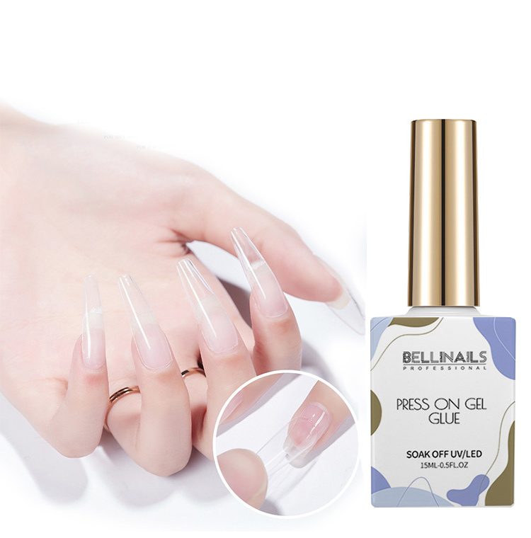 BELLINAILS private label  custom label Fake soft nails tips press on acrylic nails uv gel nail glue for tips gummy base