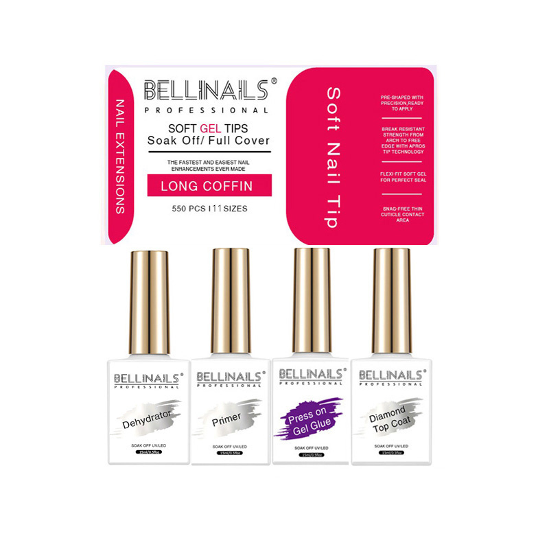 Bellinails Soft Gel Nail Extension Tips Glue Transparent Soft Gel Nail Tip