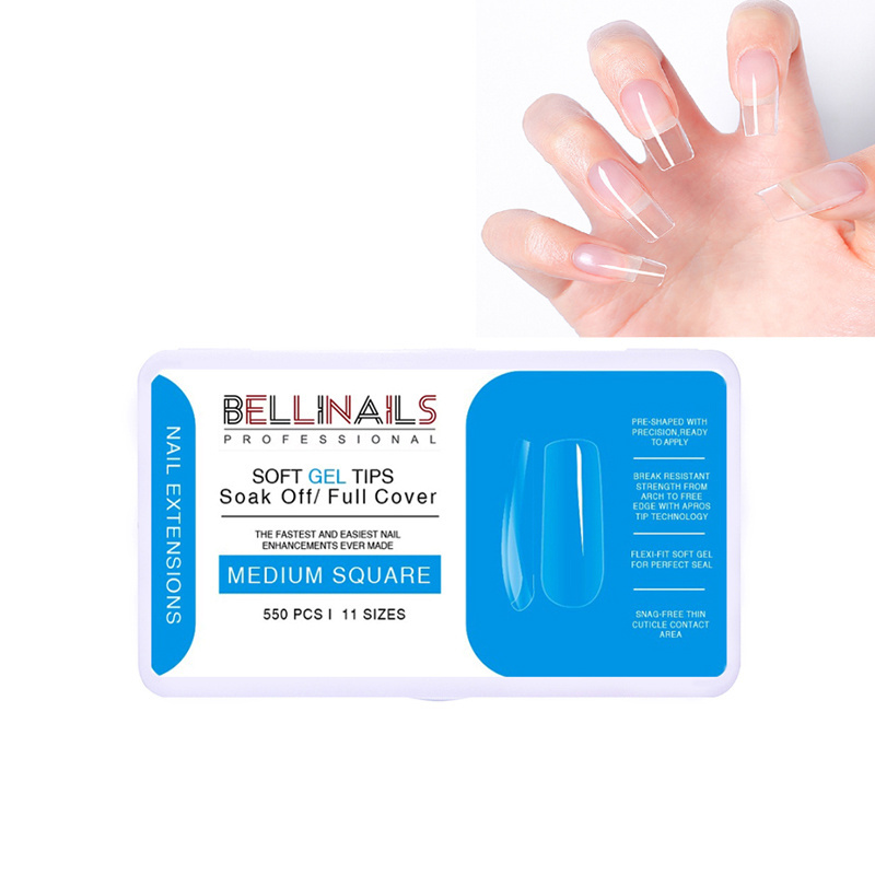 Bellinails Soft Gel Nail Extension Tips Glue Transparent Soft Gel Nail Tip