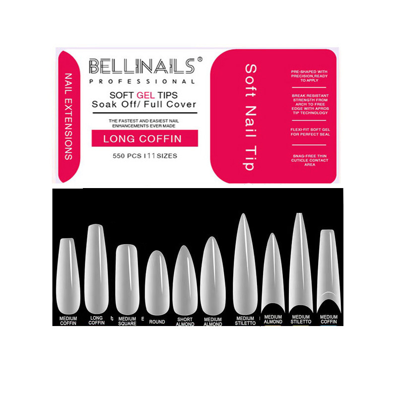 Bellinails Soft Gel Nail Extension Tips Glue Transparent Soft Gel Nail Tip