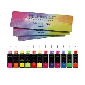 Bellinails UV gel OEM quick dry kit wholesale high thick pigment 12 summer hot neon colors set painting liner gel nail art