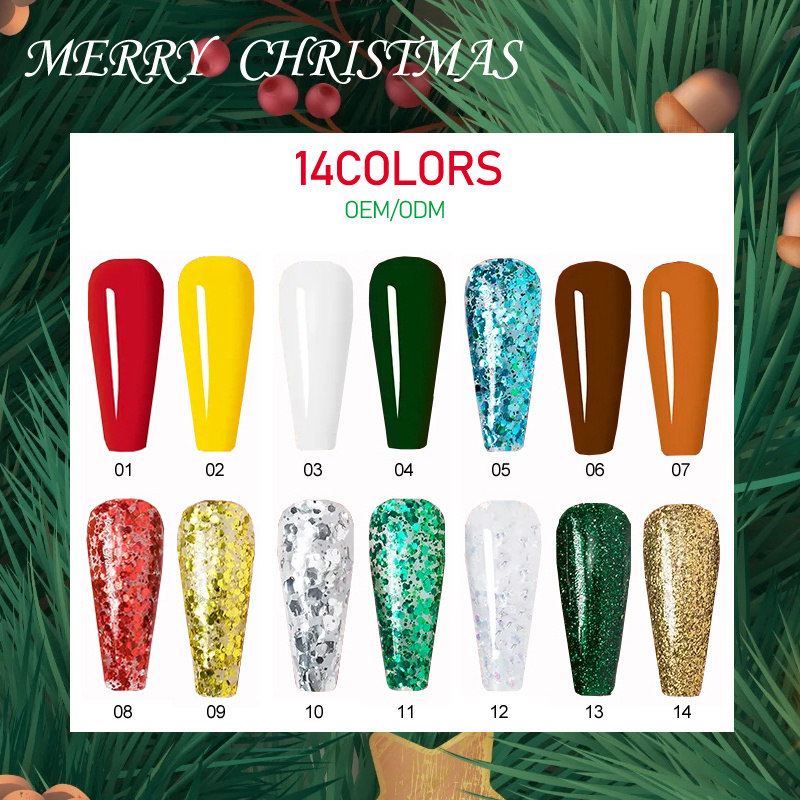 Bellinails Free Sample Wholesale Green Red Glitter Color Gel Soak Off Uv Gel Nail Polish Christmas