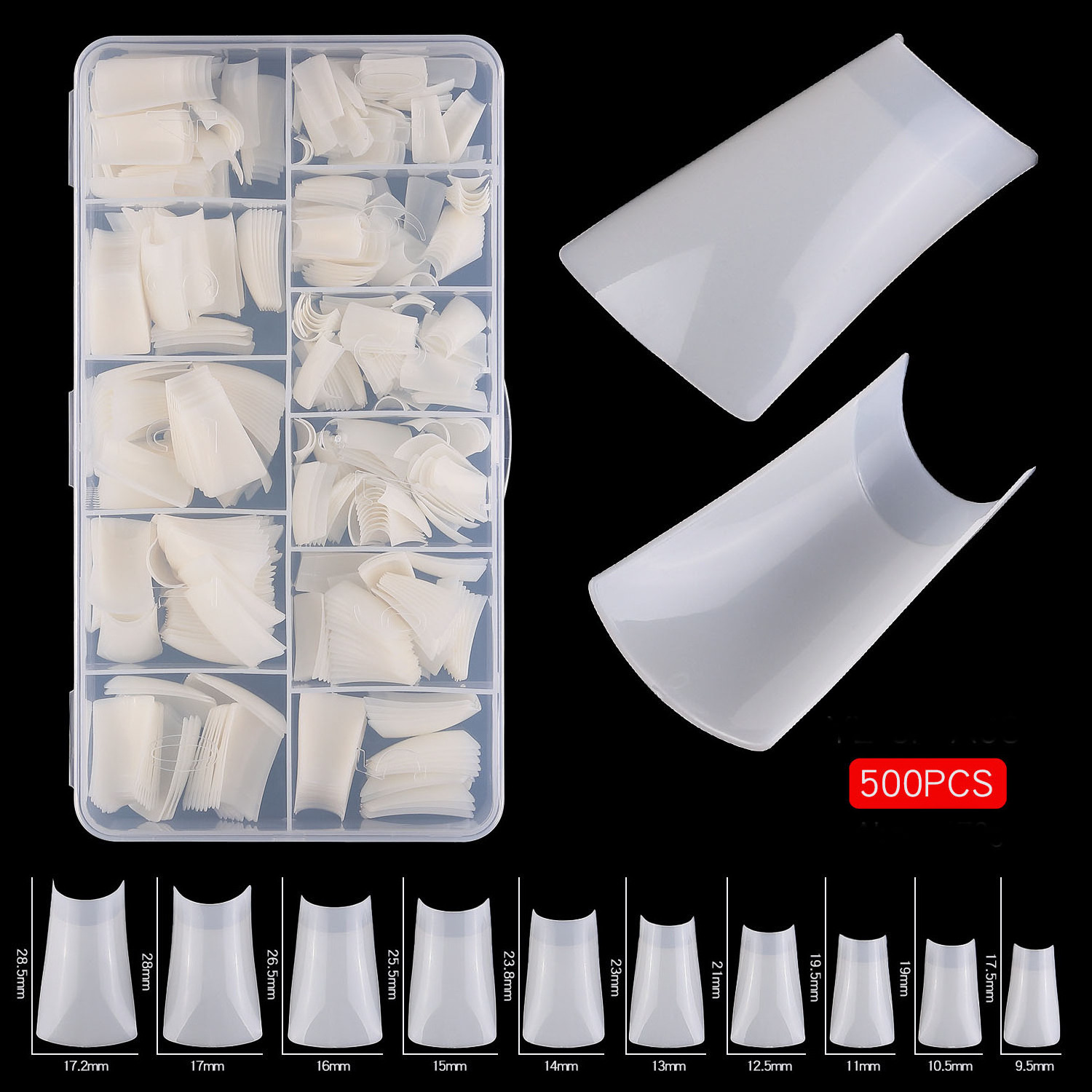 Bellinails Full Cover Duck Nail Tips Medium Long 500pcs/box Acrylic Clear Half Cover Shaped Wide Duck Feet Nail Tips