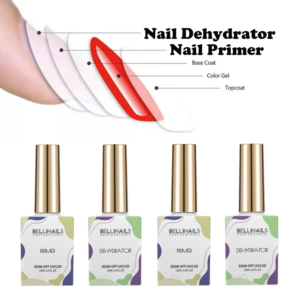 Bellinails Bonder nail prep dehydrator and ACID-FREE Primer Acrylic UV Gel Base Coat Primer Air Dry nail art primer