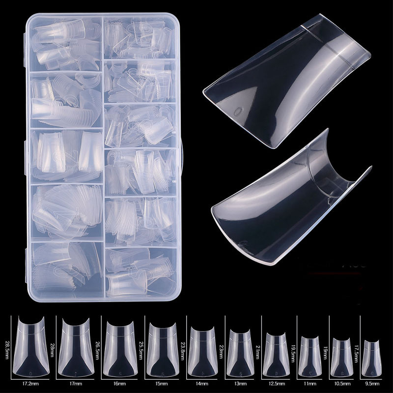 Bellinails Full Cover Duck Nail Tips Medium Long 500pcs/box Acrylic Clear Half Cover Shaped Wide Duck Feet Nail Tips