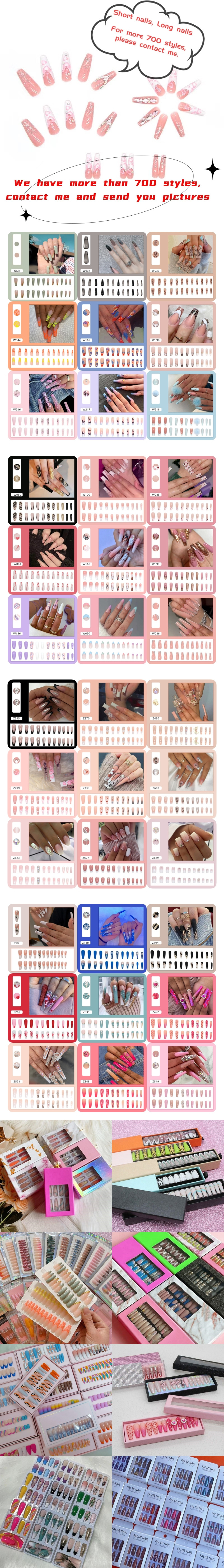 3D 24Pcs/Set With Sticker Rainbow Ballerina Full Cover Press on Nail Art Tips Artificial Long Coffin Designed Press On Nails