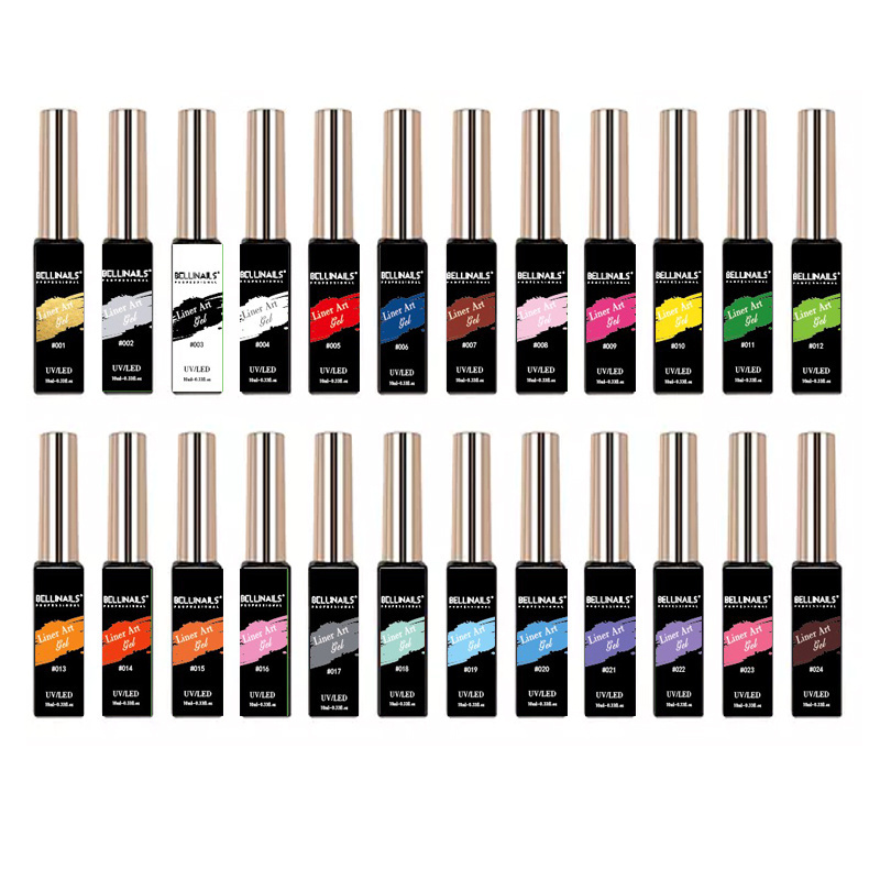 Wholesale LED/UV gel liner nail art paint Nail Gel Liner Brush Art Painting Gel 24 Colors Set