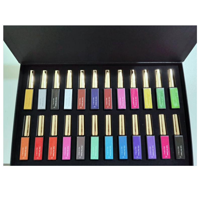 Wholesale LED/UV gel liner nail art paint Nail Gel Liner Brush Art Painting Gel 24 Colors Set