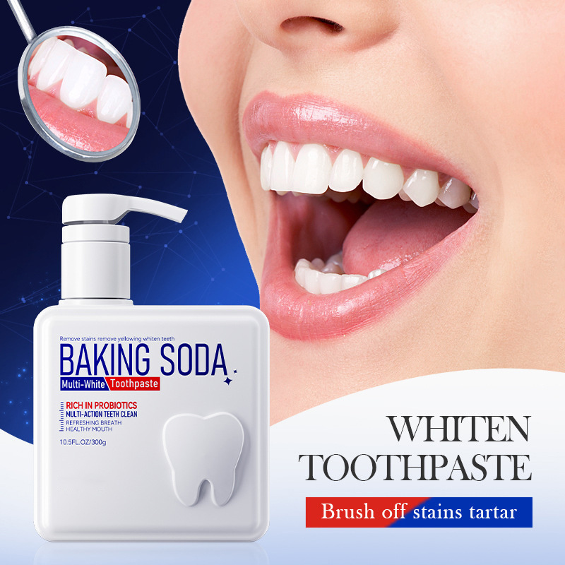 Baking Soda Probiotics Pump Tooth Paste Fluoride Free Gum Bleeding Anti Sensitivity Whitening Herbal Toothpaste