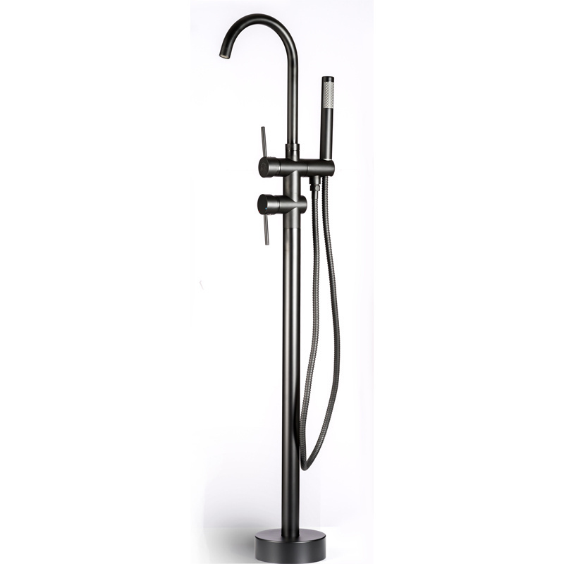 BS-23038 UPC luxury matte black stand floor mount bathroom bathtub shower faucet