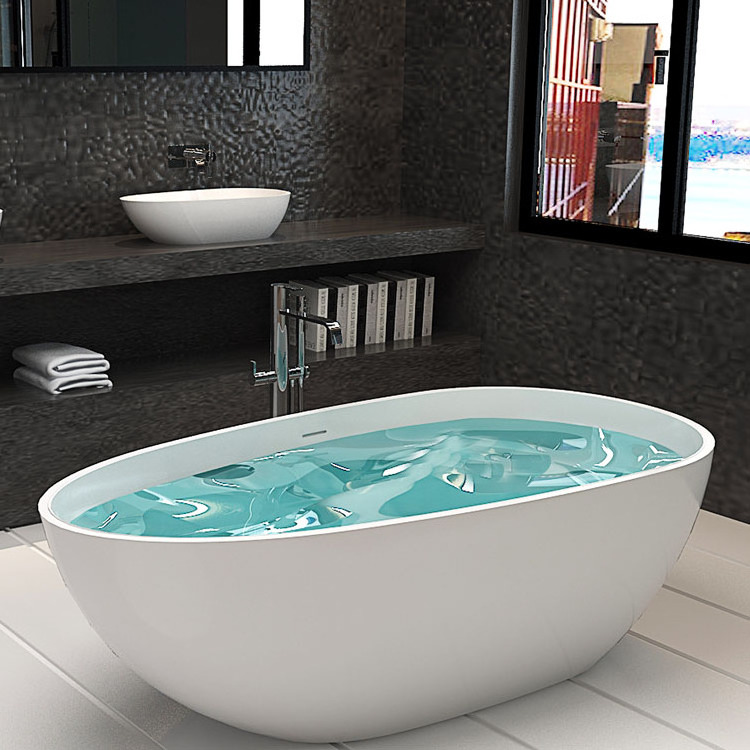 Good Price Luxury Marble Pure Black Stone Bathtub BS-8608