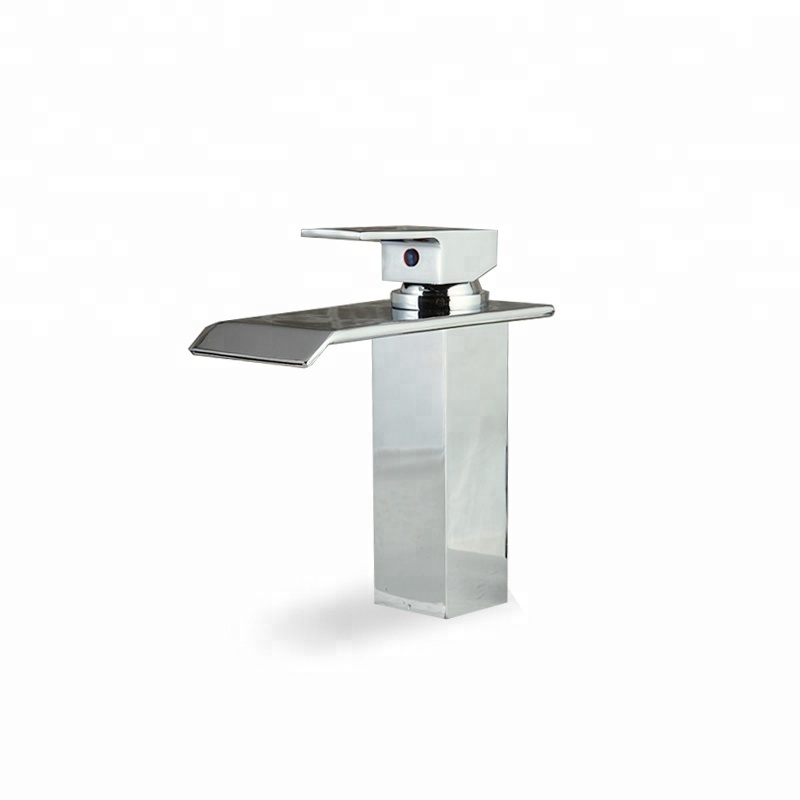 High standard water fall design style bathroom wash hand basin waterfall mixer tap deck mounted counter top single hole faucet