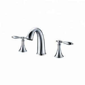 Classical modern 3 hole bathroom dual handle faucet cold hot brass material gold choice wash hand basin mixer tap faucet