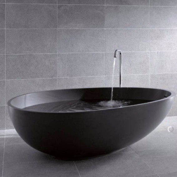 Good Price Luxury Marble Pure Black Stone Bathtub BS-8608