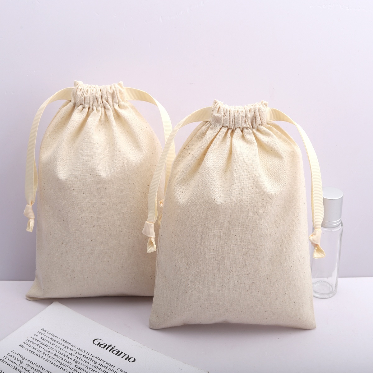 Wholesale Cotton Drawstring Cosmetic Gift Shopping Bag Organic Muslin Christmas Sock Packing Dust Pouch