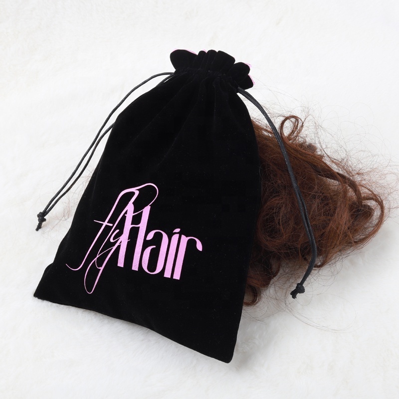 Custom Velvet Satin Lining Hair Bag Big Gift Bag  Velvet Bags For Wigs