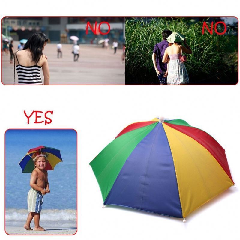 Rainbow Umbrella Hats Camouflage Fishing Cap Beach Umbrella Headband in