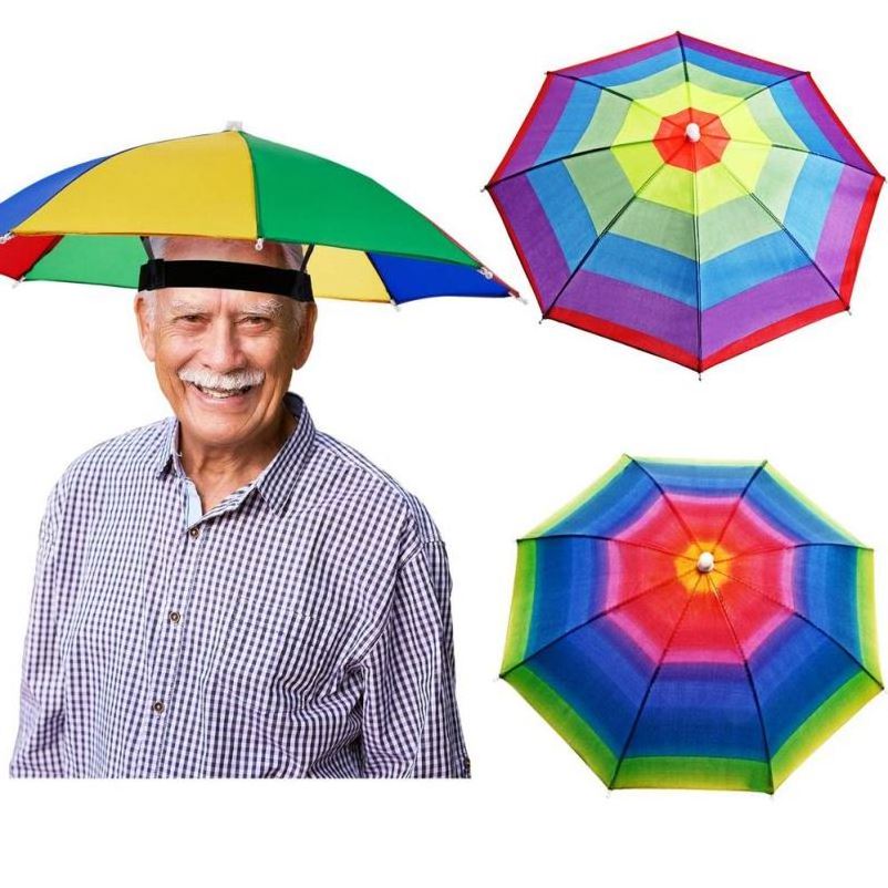 Rainbow Umbrella Hats Camouflage Fishing Cap Beach Umbrella Headband in