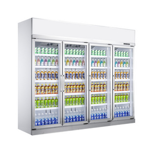 Belnor/Huahui Top Mount Supermarket Beverage Display Fridge 4 Door Commerical Upright Display Cold Drink Freezer 2000L