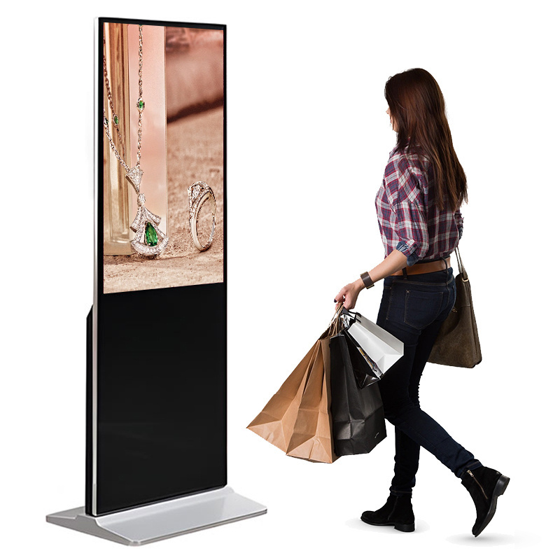 Floor Standing 55 Inch Indoor LCD Advertising Display Touch Interactive Screens AD Kiosk Stand Alone Digital Advertising Machine