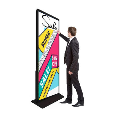 Indoor Advertising Lcd Screen Floor Stand Kiosk 4K Full Screen Advertising Display Indoor Touch Screen Portable LCD Poster