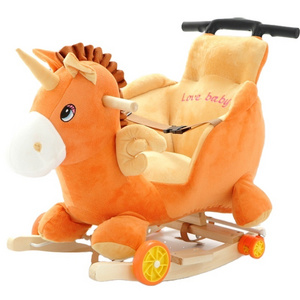 Children Ride On Toy Animal Unicorn Rocking Horse OEM/ODM Kids Wooden Rocking Decoration Riding Horse plush For Kids' Education