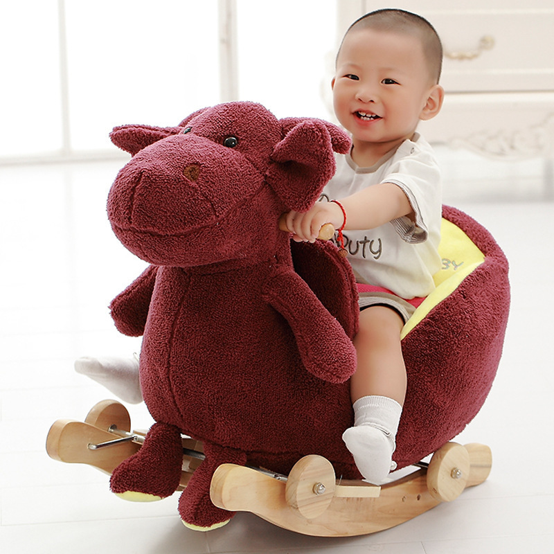 Riding Stuffed Animal Soft Plush Toys Kids Plush Wooden Baby Rocking Horse Doll The Last Day's Special Offer Plush Riding Doll