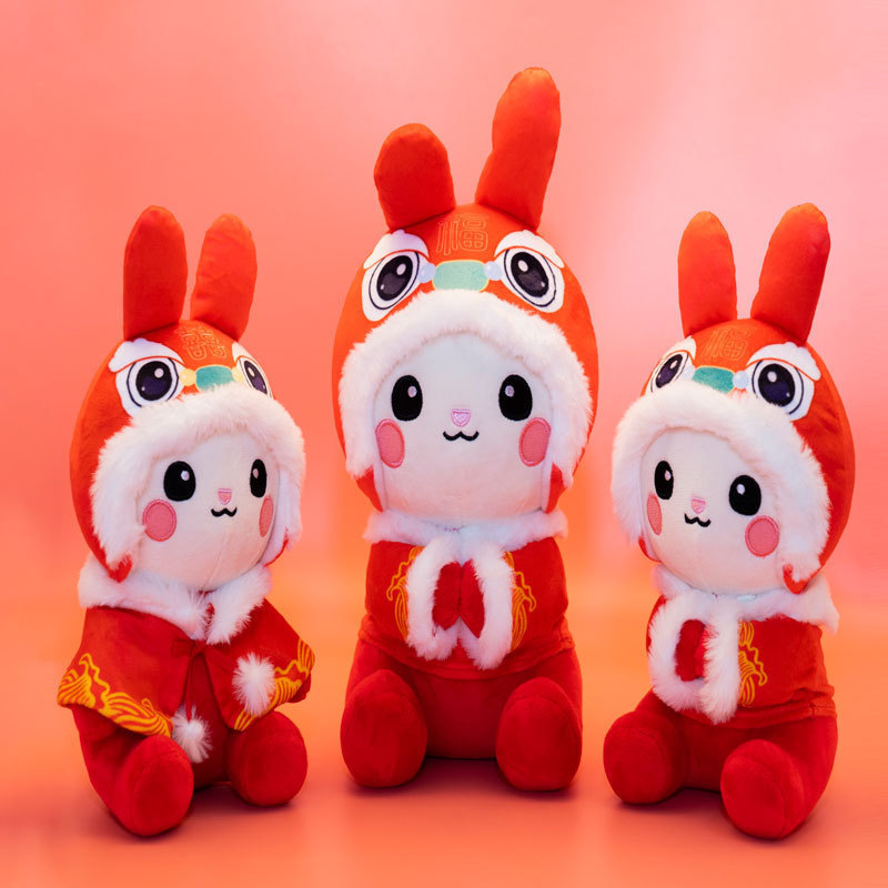 2023 Chinese New Year Gift Mascot 23cm CPC Cute Soft Plush Rabbit Stuffed Animal Plush Bunny Toy bunny plush toys New years