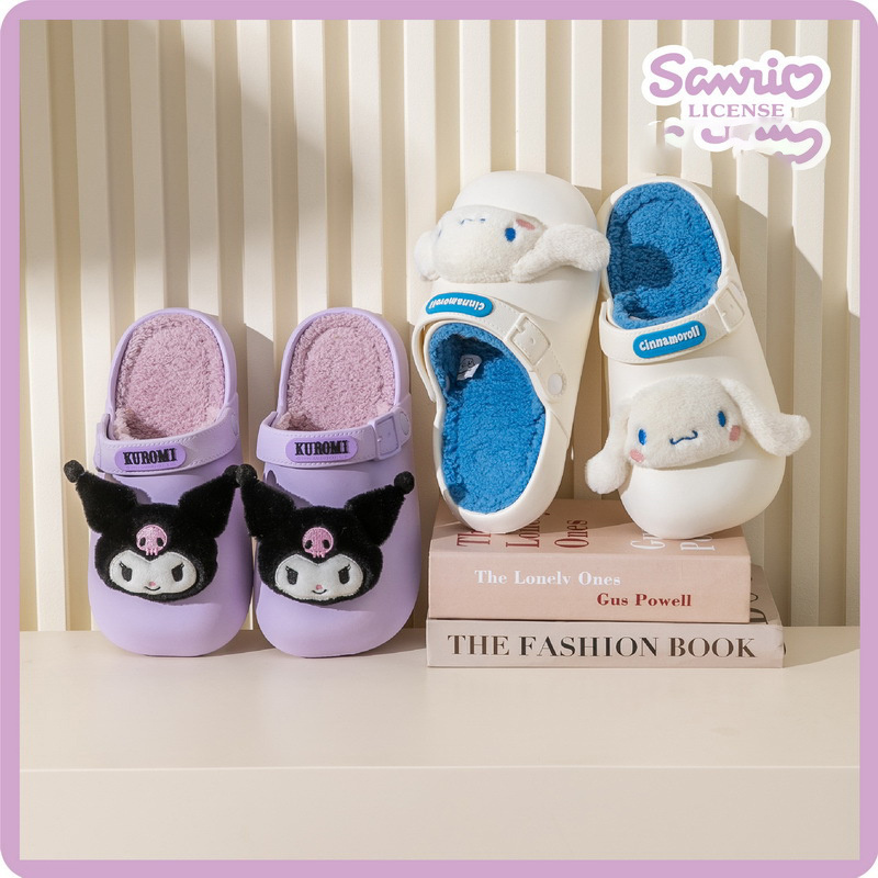 Wholesale Sanrio Slippers Smile Slippers Opp Bag Gift EVA Flat Warm Kuromi Melody House Slides Cute Indoor Winter for Women