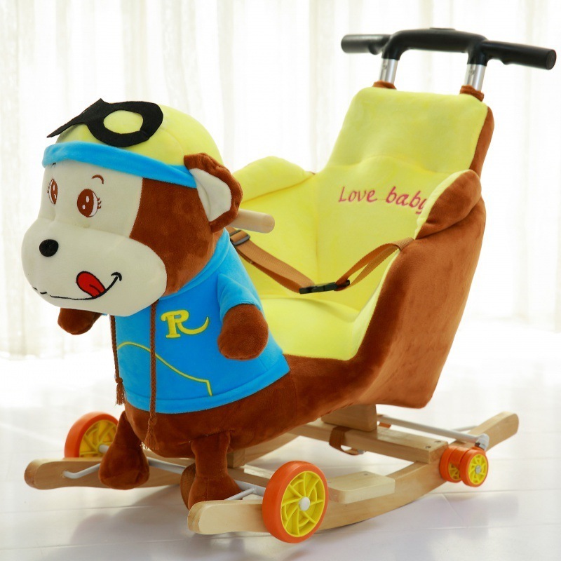 Cheap New Design Rocking Horse Outdoor Riding Horse OEM ODM Stuffed Horse Wooden Plush Rocking Chair Exercise Balance For Kids