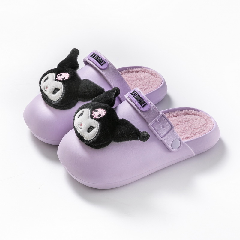 Wholesale Sanrio Slippers Smile Slippers Opp Bag Gift EVA Flat Warm Kuromi Melody House Slides Cute Indoor Winter for Women