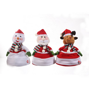 Christmas Electric Funny Plush Hat With Christmas Plush Shaking Hat Toy OEM/ODM  Santa Deer Snowman Dancing Moving Kids' Gifts