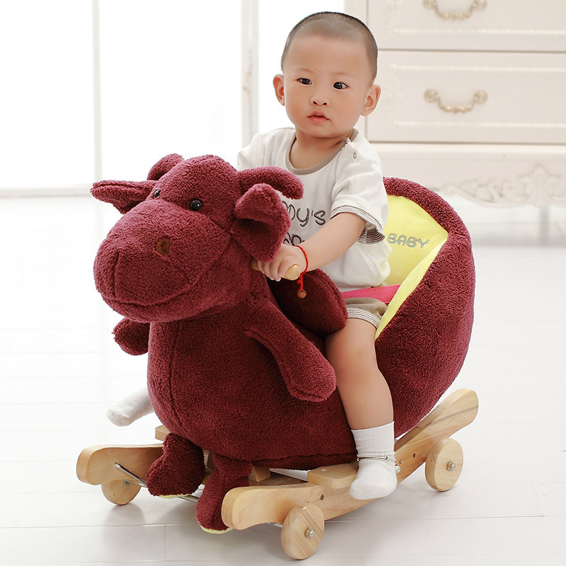 Riding Stuffed Animal Soft Plush Toys Kids Plush Wooden Baby Rocking Horse Doll The Last Day's Special Offer Plush Riding Doll