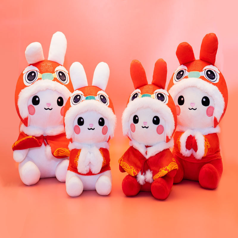 2023 Chinese New Year Gift Mascot 23cm CPC Cute Soft Plush Rabbit Stuffed Animal Plush Bunny Toy bunny plush toys New years