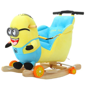 Cheap New Design Rocking Horse Outdoor Riding Horse OEM ODM Stuffed Horse Wooden Plush Rocking Chair Exercise Balance For Kids