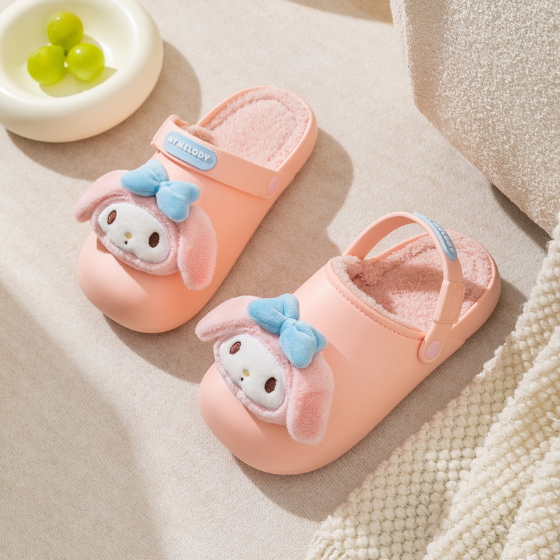 Wholesale Sanrio Slippers Smile Slippers Opp Bag Gift EVA Flat Warm Kuromi Melody House Slides Cute Indoor Winter for Women