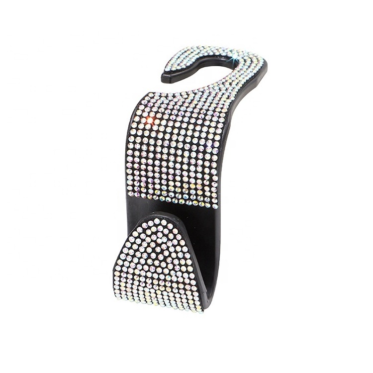 Silver Semi-open Design Crystal Rhinestone ABS Car Purse Holder for Handbags Water Bottles Purse Coats Umbrellas