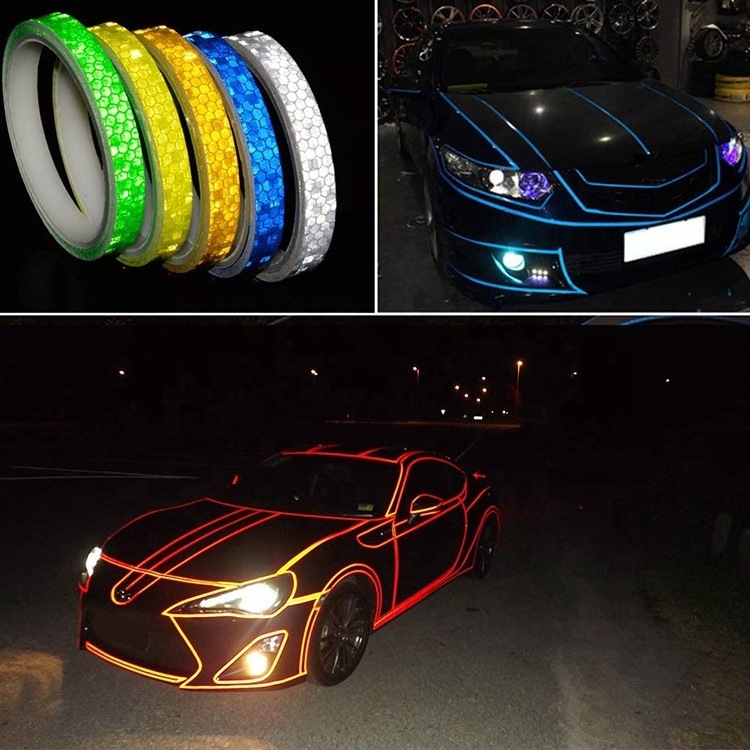 1CM*8M PVC Motorcycle Wheels Fluorescent Warning DIY Bicycle Reflective Sticker Strip Tape Car Tire Rim Reflective Sticker Roll