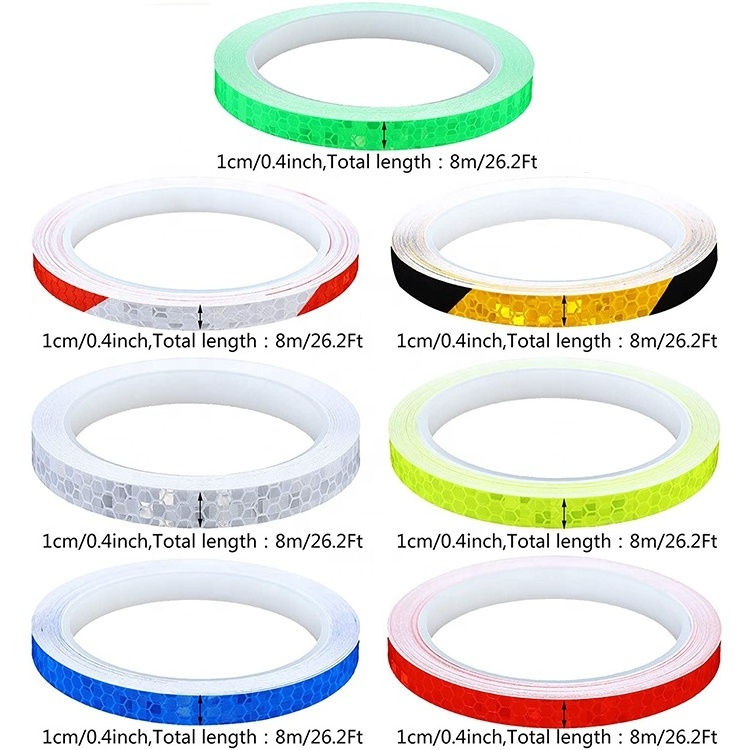 1CM*8M PVC Motorcycle Wheels Fluorescent Warning DIY Bicycle Reflective Sticker Strip Tape Car Tire Rim Reflective Sticker Roll