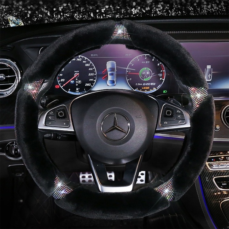 Coloured Diamonds Separated Half Auto Elastic Steering Wheel Protector Car Steering Wheel Cover