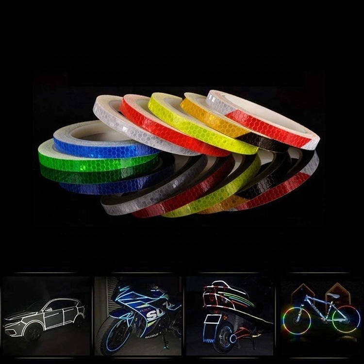 1CM*8M PVC Motorcycle Wheels Fluorescent Warning DIY Bicycle Reflective Sticker Strip Tape Car Tire Rim Reflective Sticker Roll