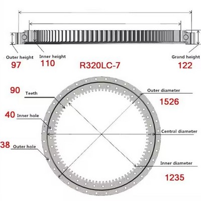 Belparts Excavator Slew bearing R320-7 swing bearing Ring for hyundai