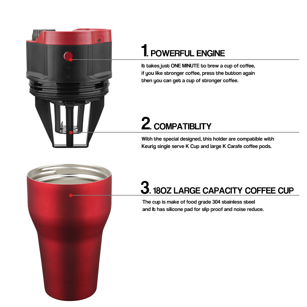 Pump-Operated Portable Outdoor Coffee Maker, Easy To Clean, Suitable for Coffee Powder And K Cup Coffee Capsules