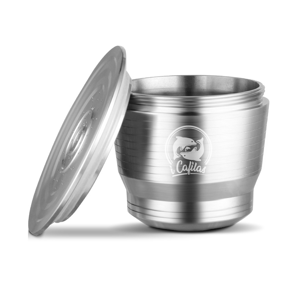 Stainless Steel Metal Refillable Coffee Capsule for Nesspresso Machine with 1 Spoon and 1 Brush