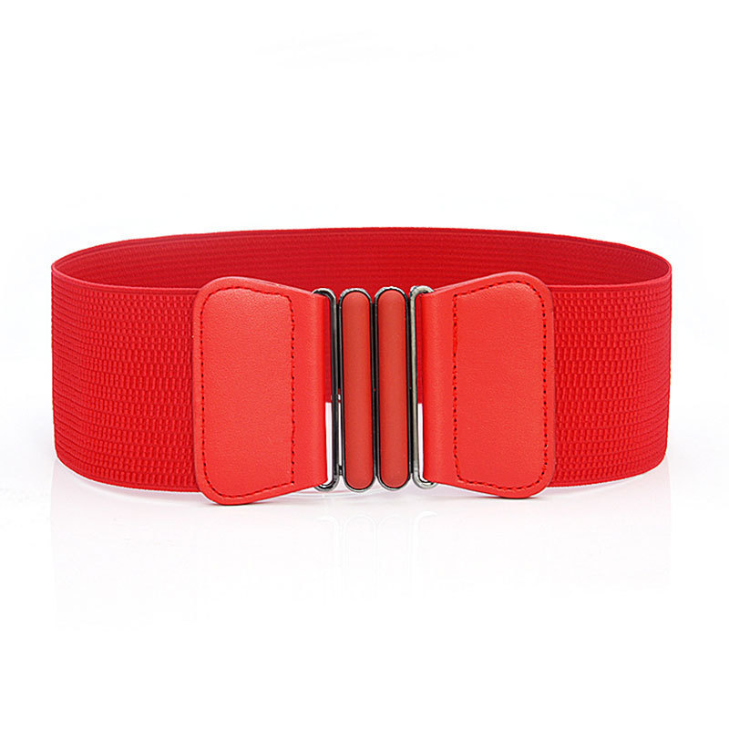 Women Elastic Belt PU Leather Alloy Buckle Stretched Waist Belt Fashion Female Belt for Lady Wide Cummerbund