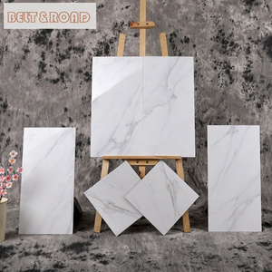 300x600 300x300 Bathroom Kitchen Carrara White Marble Look Tile Glossy Full Body Glazed Polished Porcelain Floor and Wall  tiles