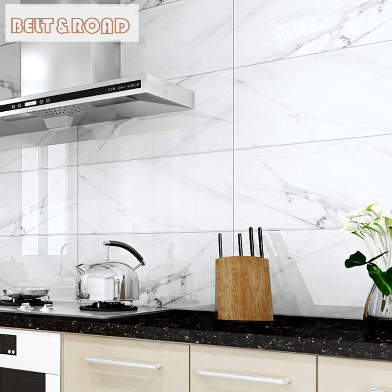 300x600 300x300 Bathroom Kitchen Carrara White Marble Look Tile Glossy Full Body Glazed Polished Porcelain Floor and Wall  tiles